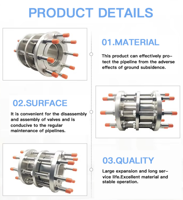 BS Standard PN10 PN16 SS316 Stainless Steel Double Flange Telescopic Dismantling Joint