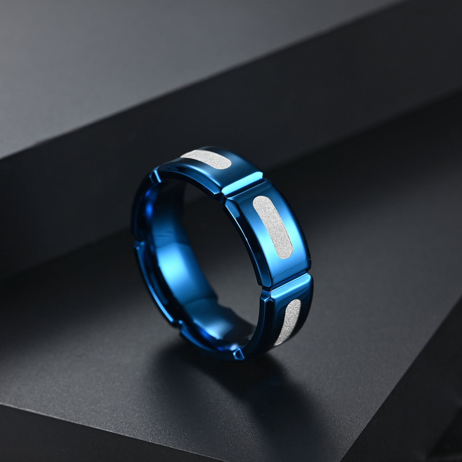 8mm Men's Stainless Steel Wedding Band Relieving Anxiety Polished Inner Finish Ring