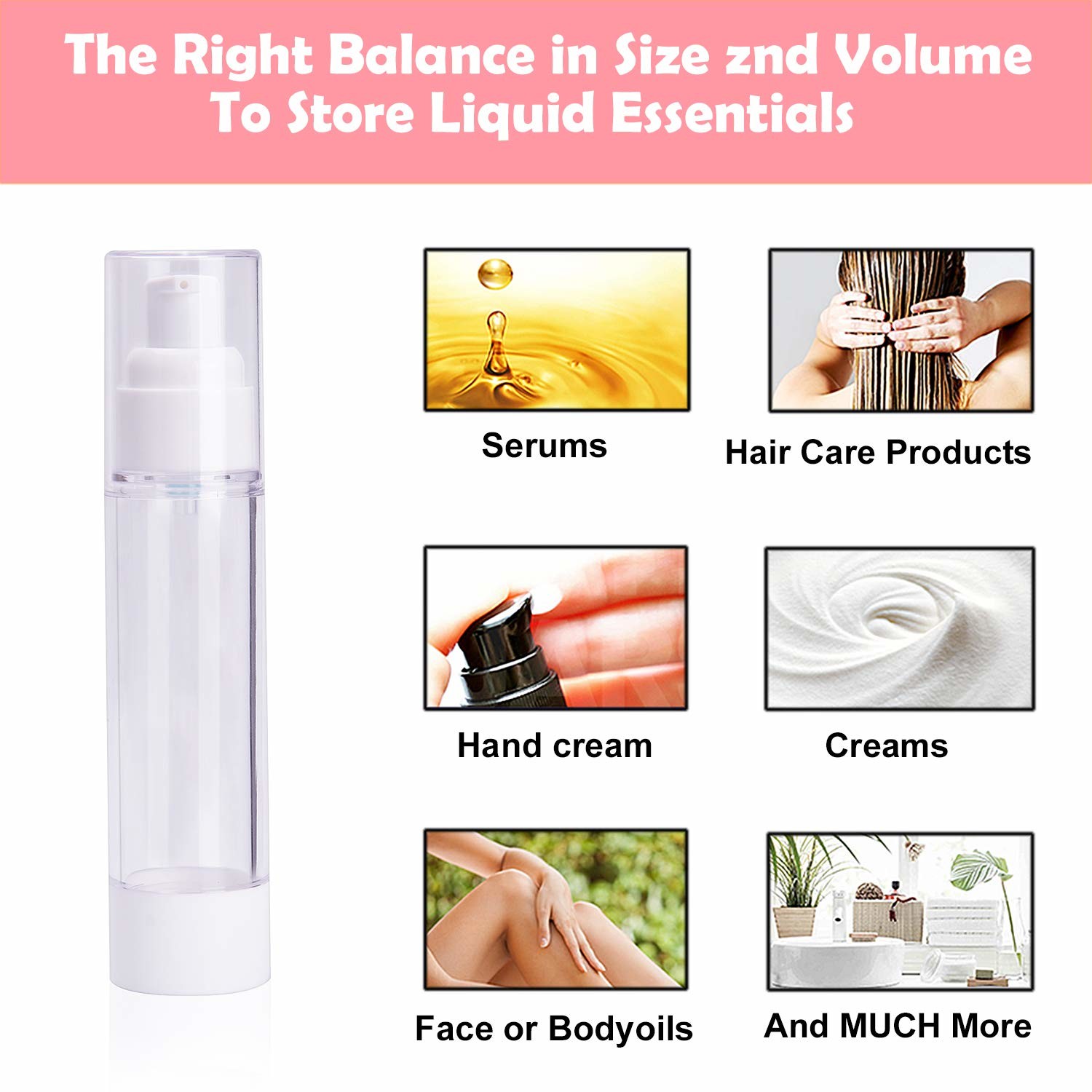 50ml Airless Pump Bottles Cosmetic Packaging No Leakage