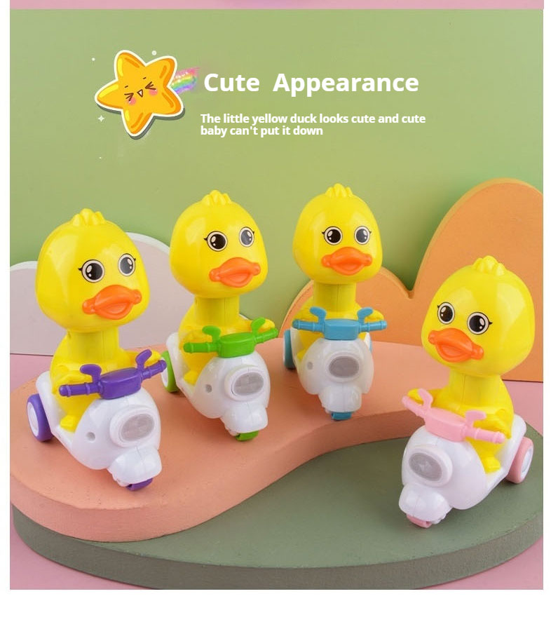 Wholesale Toys Rubber Ducklings Children's Pressure Inertia Return Little Yellow Duck Riding Duck Toy for Child