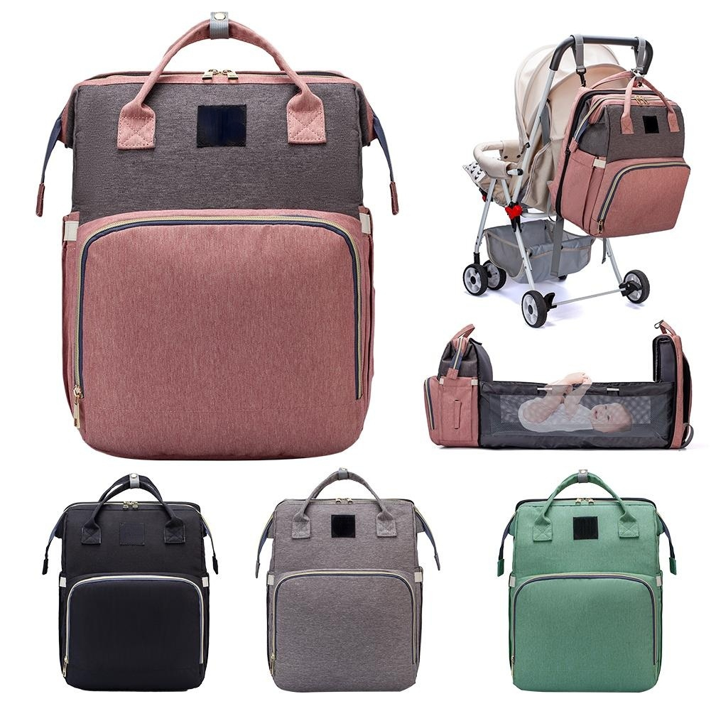 Striped Travel Waterproof Nylon Cloth Diaper Bag Backpack 1150g
