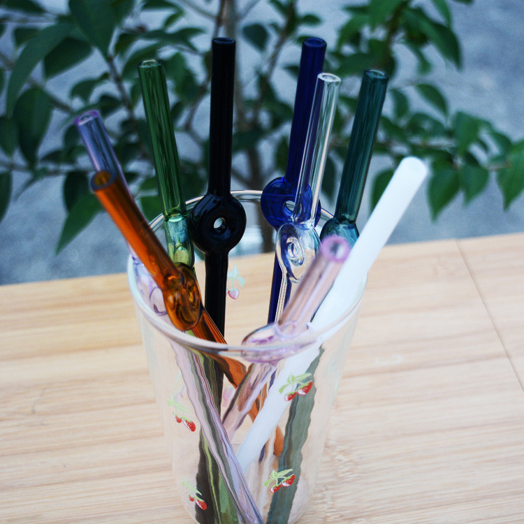 Environmental Glass Straw Heat Resistant Color Lip Protector Glass Juice Drink Low Carbon Life Glass Straw