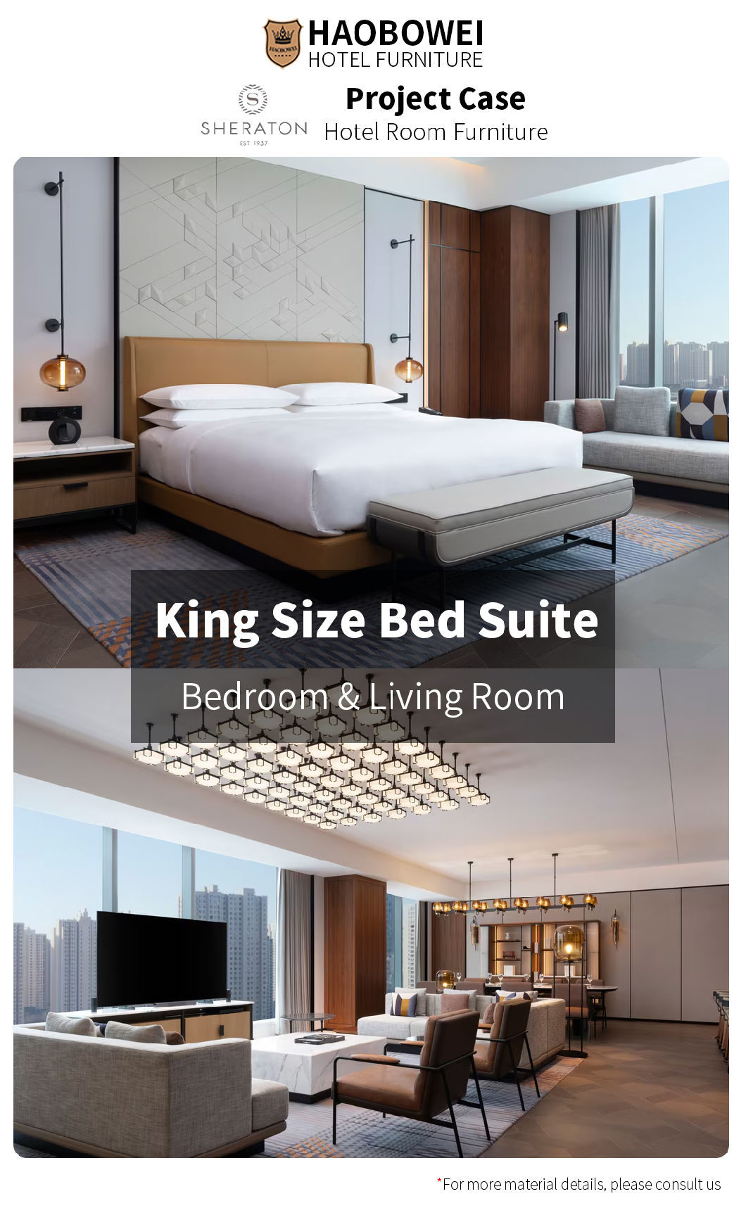 Wholesale Business Hotel Furniture Modern Standard King Size Bedroom Set 5 Star