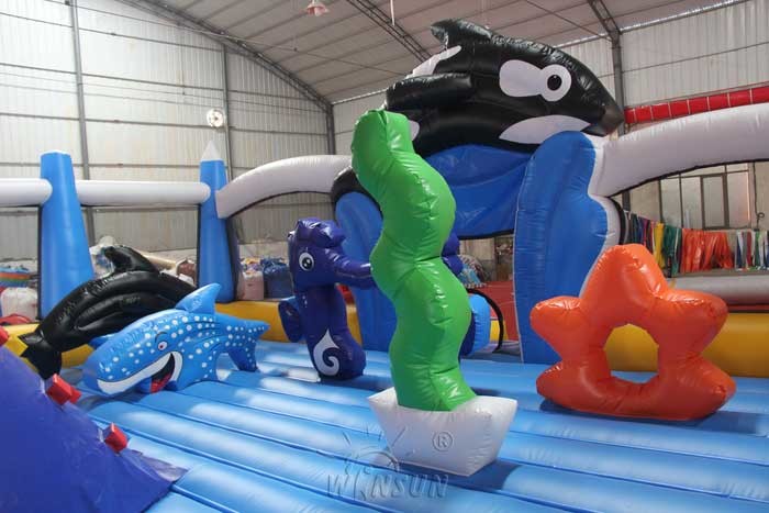 Dolphin Inflatable Fun City 9.1x8.8x5.1m For Festival Activities