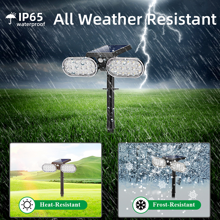 Double Heads IP65 LED Holiday Lights Foldable Motion Sensor Solar