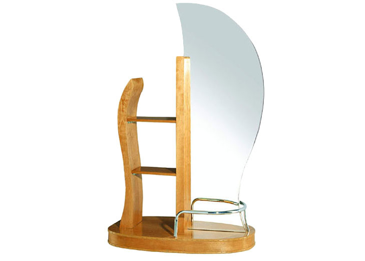 Hair Dresser Salon Mirror Station Furniture With Double Side Mirror , Dark Brown Color