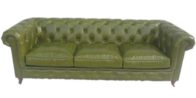 Vintage Green Leather Chesterfield Sofa Couch With 1/2/3/4 Seater