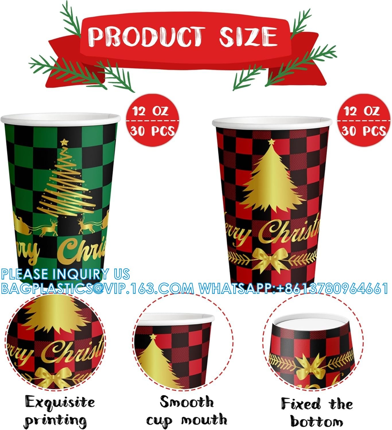 Christmas Paper Coffee Cups With Sleeves Lids 12 Oz Xmas Disposable Party Cup Christmas Tree Hot Cocoa Cups