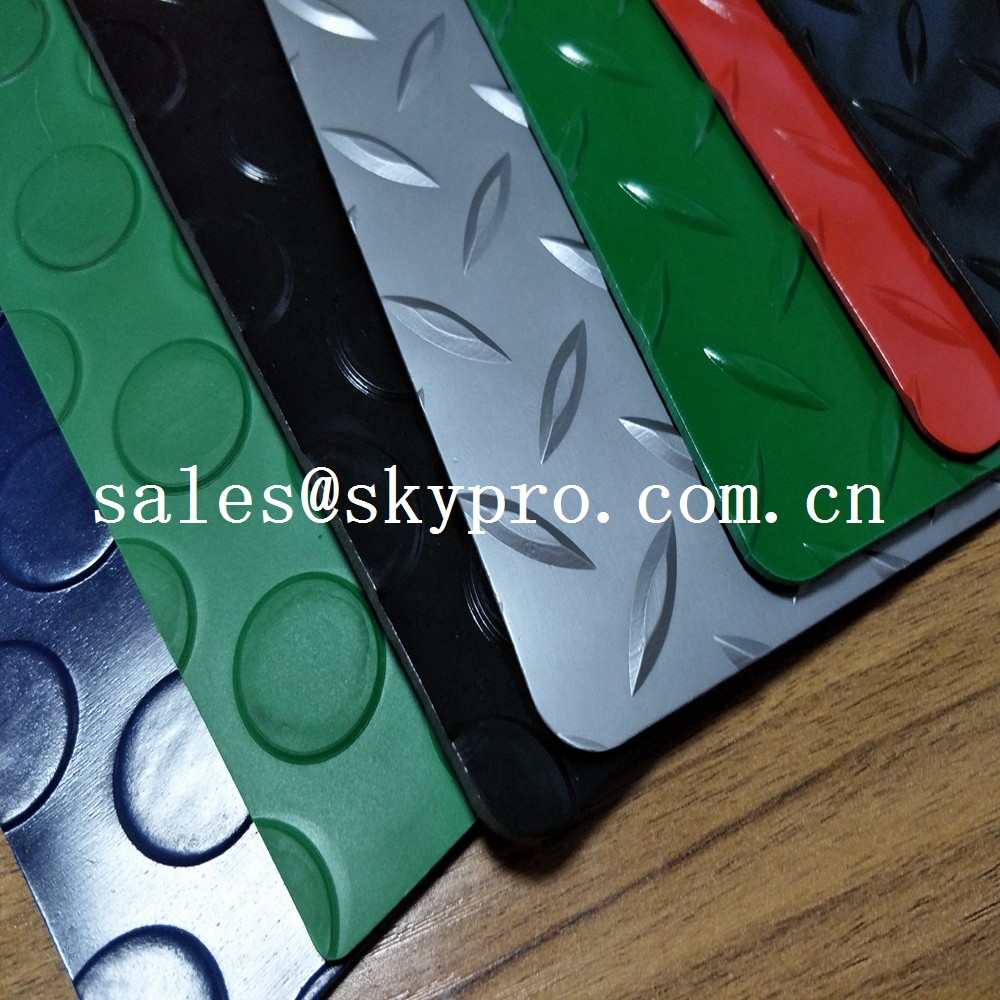 Colorful Plastic Sheet diamond embossing mat , PVC garage floor mats