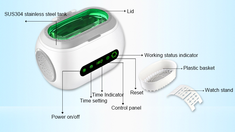 Mini Portable Ultrasonic Denture Cleaner , Automatic Denture Cleaner Time Range 90-720s