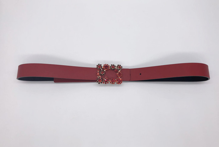 Women Fashion Shiny Red Dressy Rhinestone Belts Customized Size 95 - 125cm Length