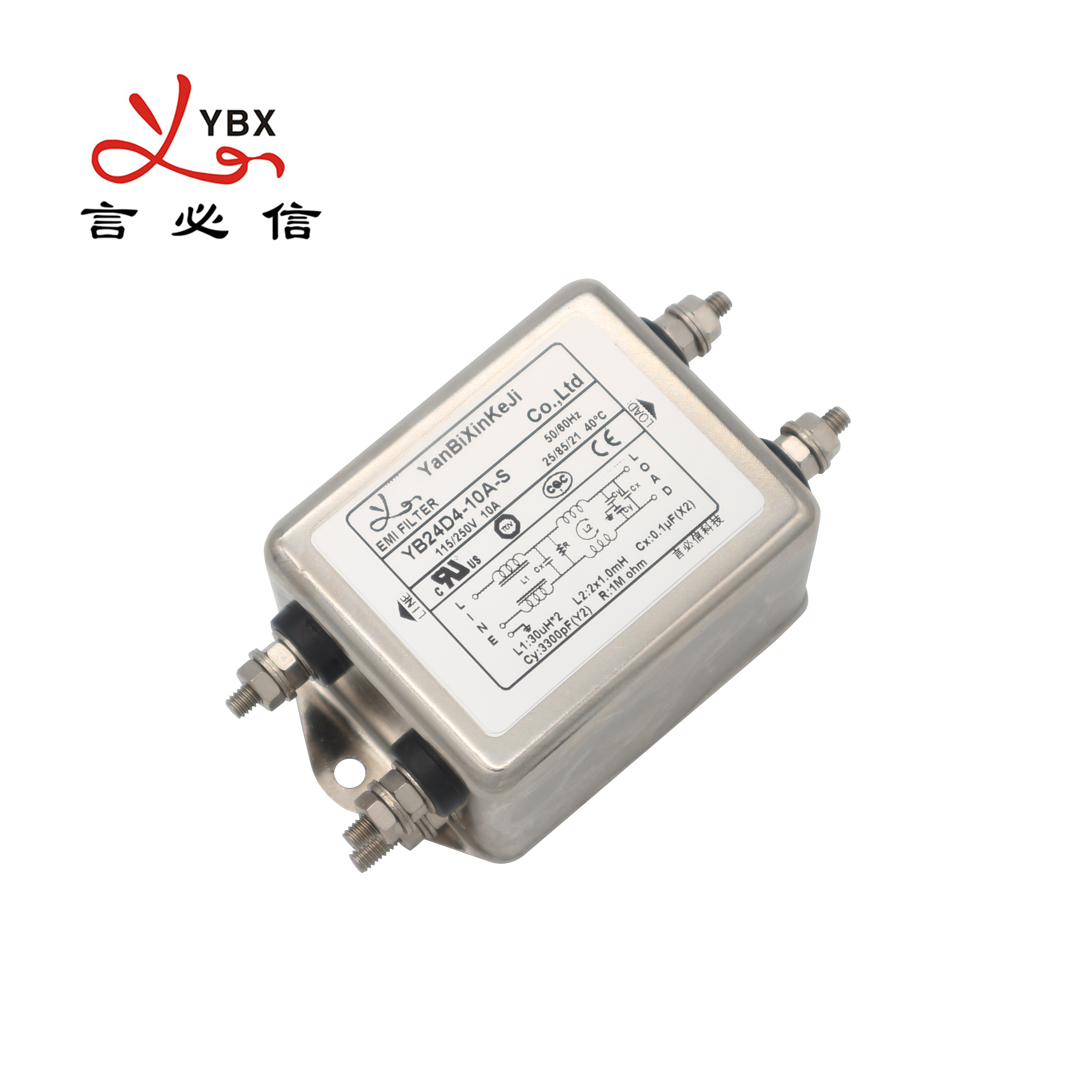 YB24D4-10A-S Low Pass EMI Filters Home Appliances Bolt Out Low Pass Filter