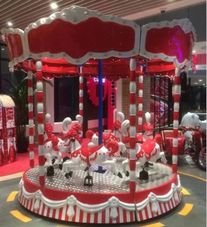 Colorful Led Lights Merry Go Around , Health Paint Small Carousel Horse