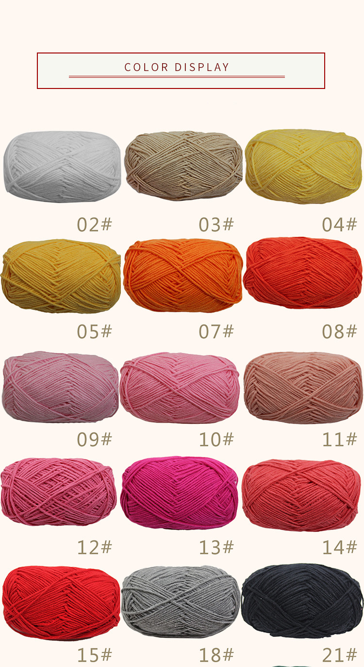 colorful crochet yarn 60% cotton 40% milk cotton yarn sewing yarn for baby