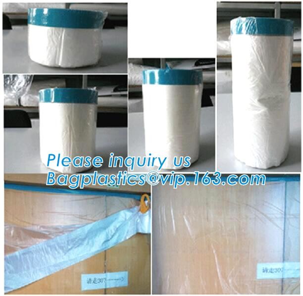 Pre-tapd paint masking film HDPE,Car paint repair masking film with tape, Hot sell masking film with adhesive tape, PAC