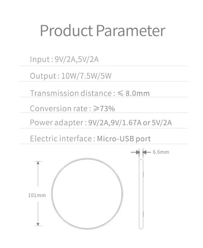 10w 110 KHz Smartphone Wireless Charging Pad For IPhone Android