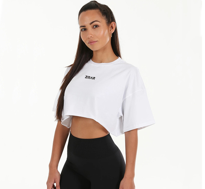 Fashion Cotton Spandex Tee Blank T Shirts Loose Crop T Shirt