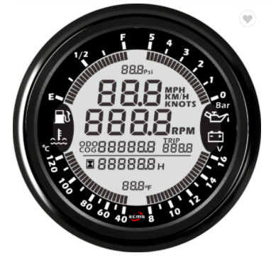 Black 85mm 16V 5 Bar Multi Function Boat Gauge Set Yacht Instrument