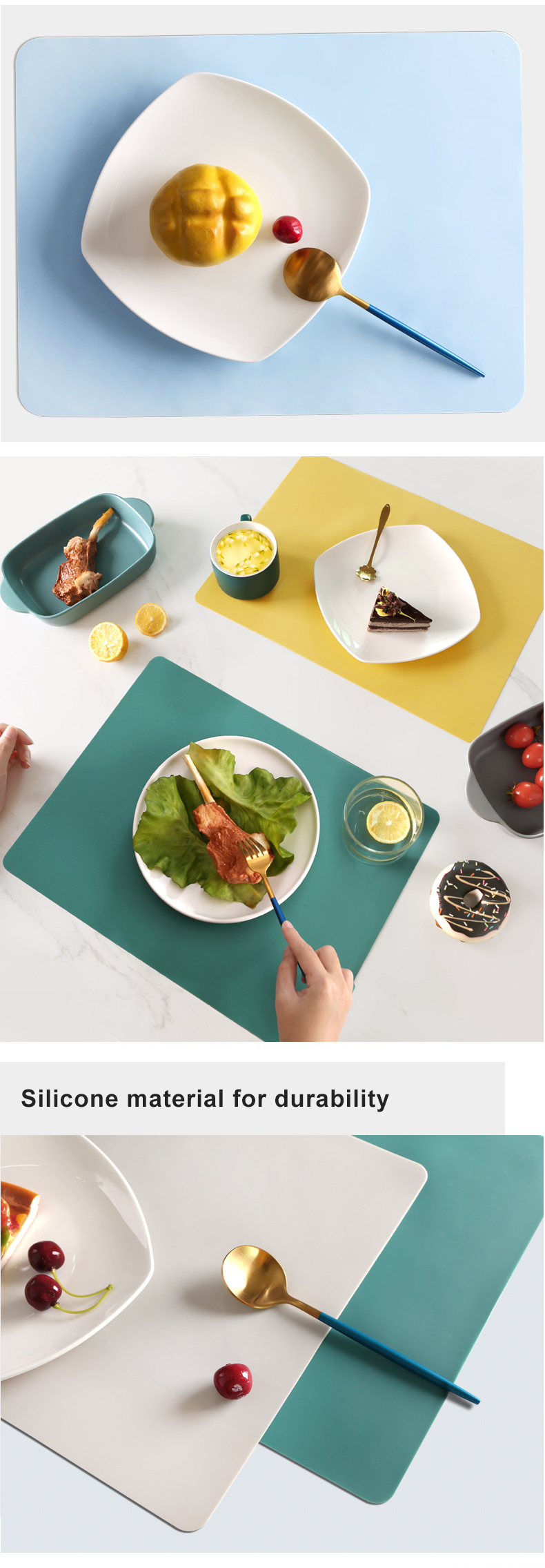 Bpa Free Non-Slip Silicone Dining Table Mat Heat Insulation Kitchen Pads