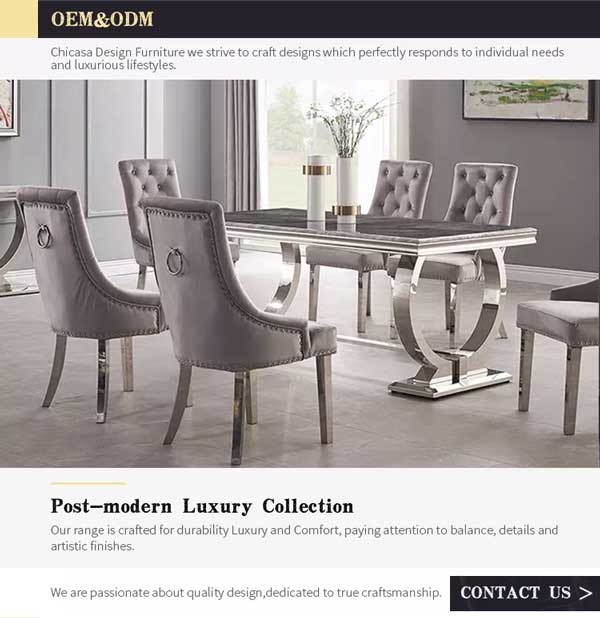 Marble Luxury Dining Table And Chairs 6 People Restaurant Stainless Steel Dining Tables