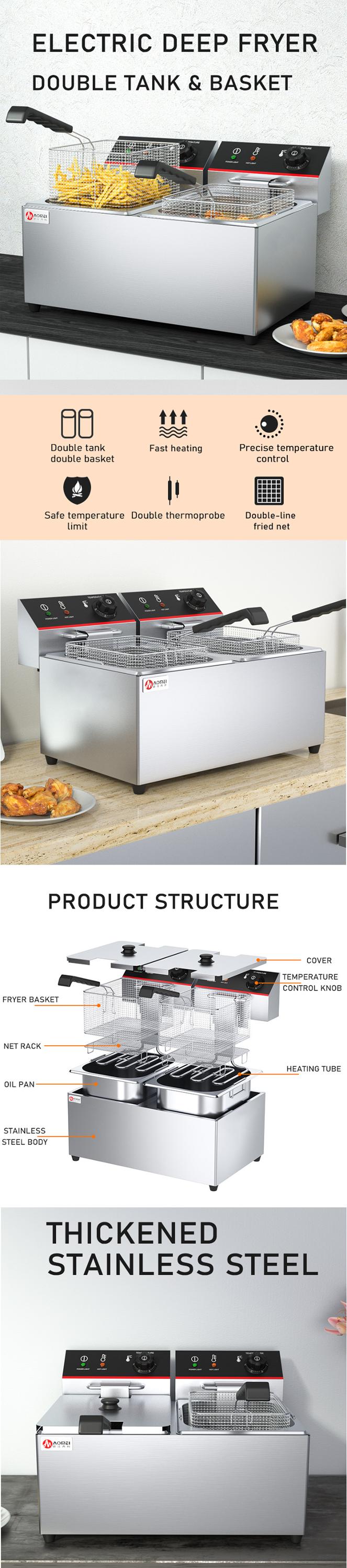 Fast Food Restaurant Kitchen 3.5KW Deep Fryer for Hotels and Restaurants Cooking