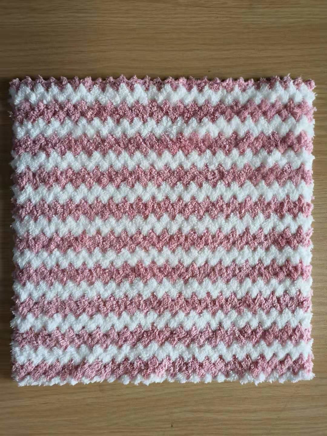 320gsm Microfiber Coral Fleece Kitchen Towels Dishcloth With Zigzag Ultrasonic Cutting