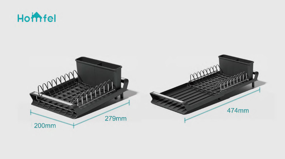Non Folding Adjustable Metal Wire Kitchen Dish Rack For Sustainable Utensils Storage