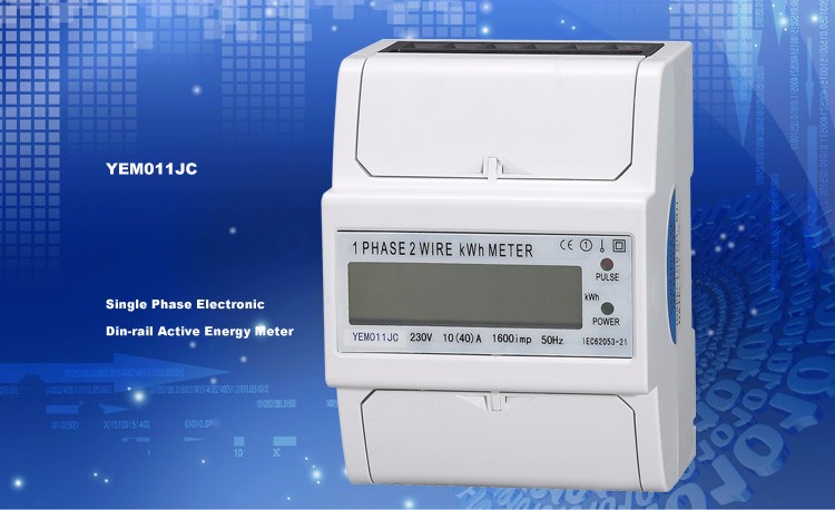 Factory Supply 4P Din Rail 1 Phase 2 wire Digital LCD Electric Power Energy Meter