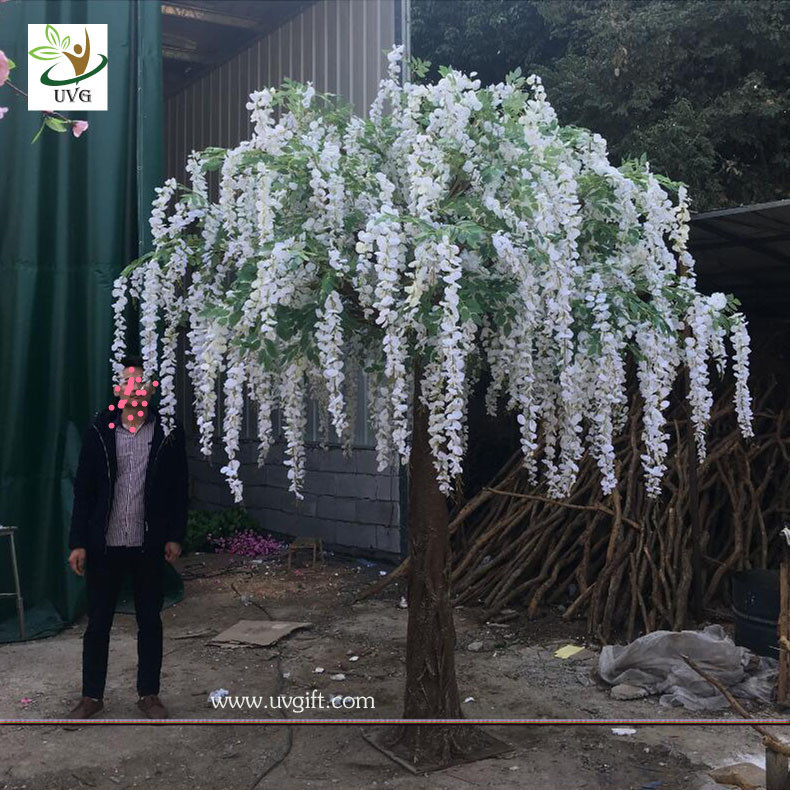 UVG walk way decoration 10ft white wisteria blossom fake trees for wedding WIS014