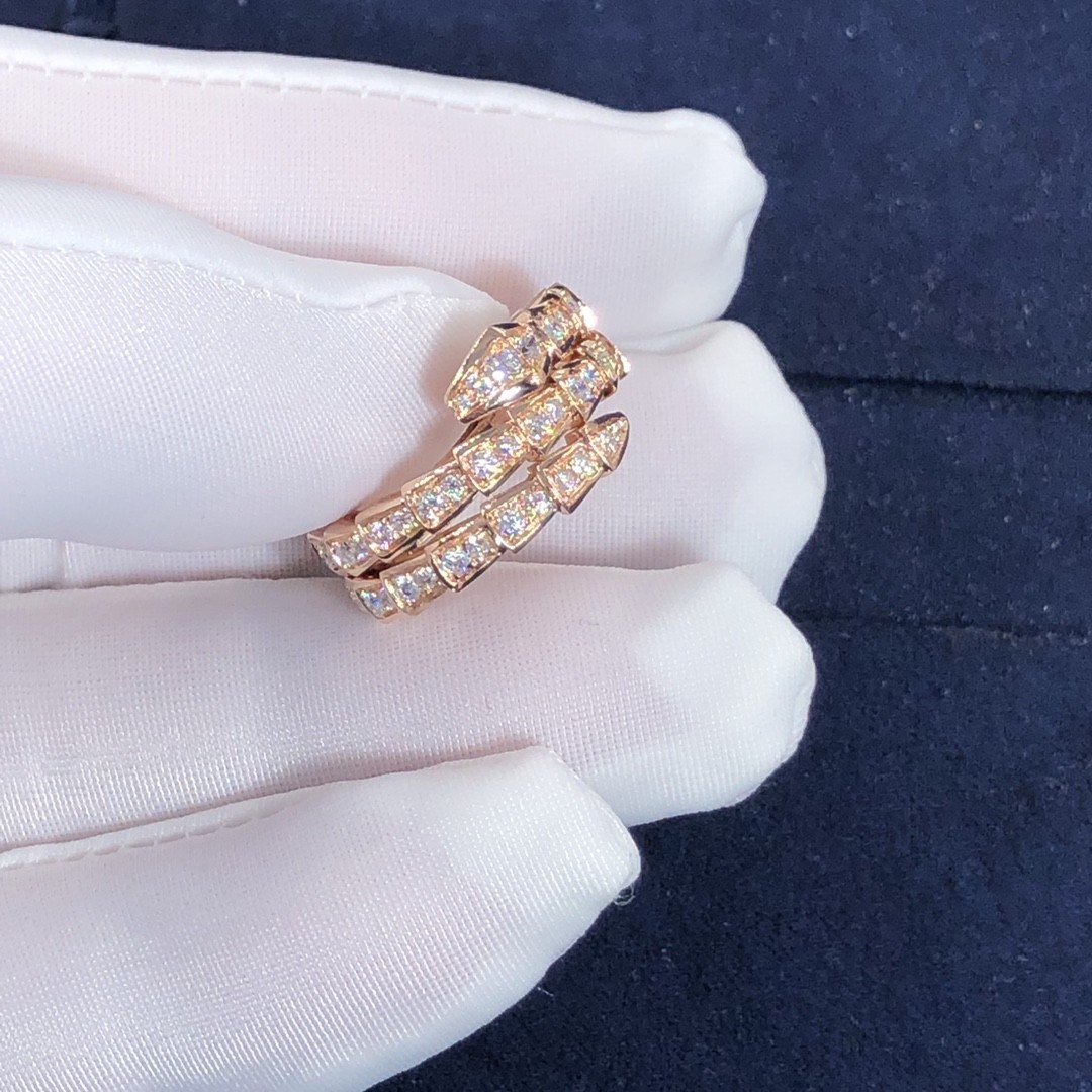 Elegant 18K Gold 2 Row Diamonds Serpenti Viper Ring Diamond Ring Yellow Gold White Gold