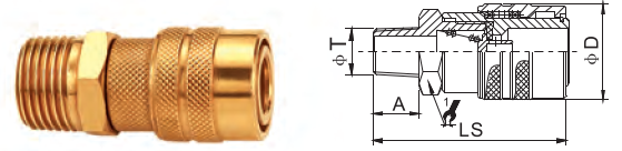 LAM Pneumatic Brass Quick Coupling High Flow Single Shut Off
