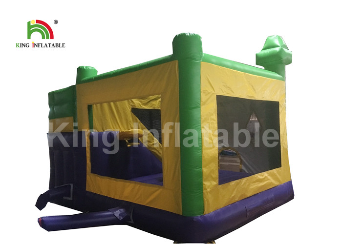 EN71 Justice League Theme Green Inflatable Jumping Castle With Slide For Kids