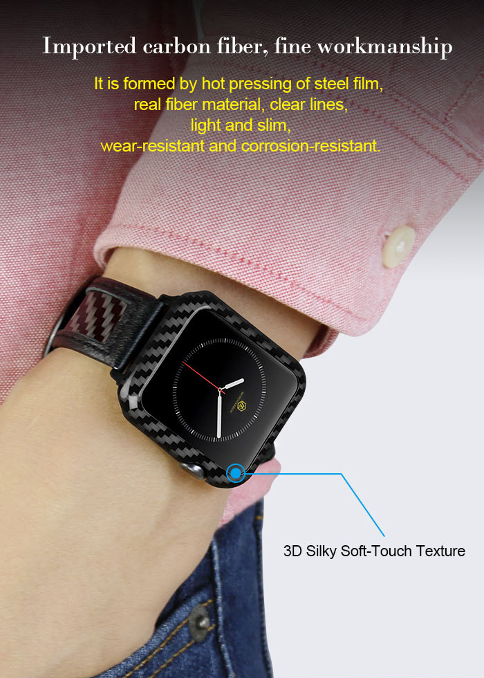 Black Scratchproof Apple Watch 4 Carbon Fiber Case 44mm