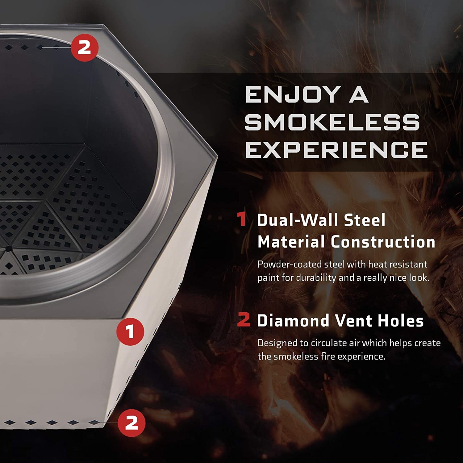 Waterproof Cover Portable Camping Smokeless Fire Pit Dragonfire 23.5 Inch