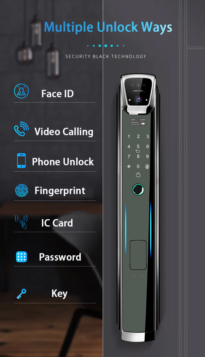 S937MAX 3D Face Recognition Camera Fingerprint Door Lock WiFi Code Card Smart Lock Door