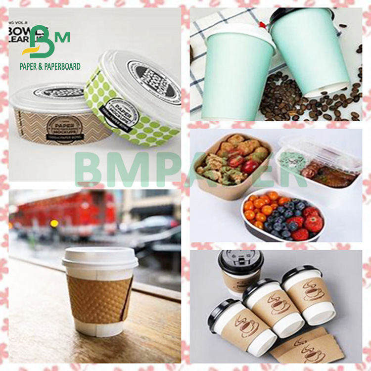 170gsm+ 18gsm Safe Printed Bleached Cup Stock For Hot And Ice Drinking Cup