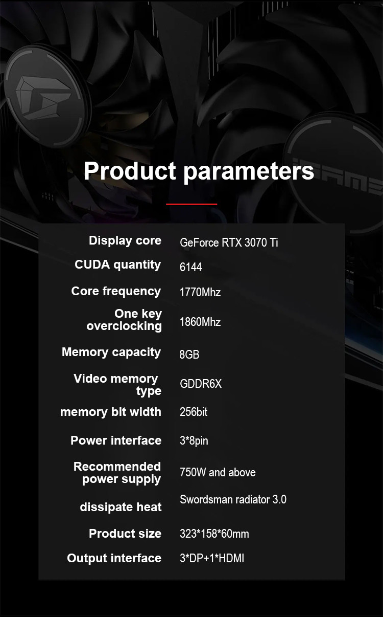 8G RTX 3070 Ti Graphics Card IGame Vulcan 3070 Ti Architecture Chip