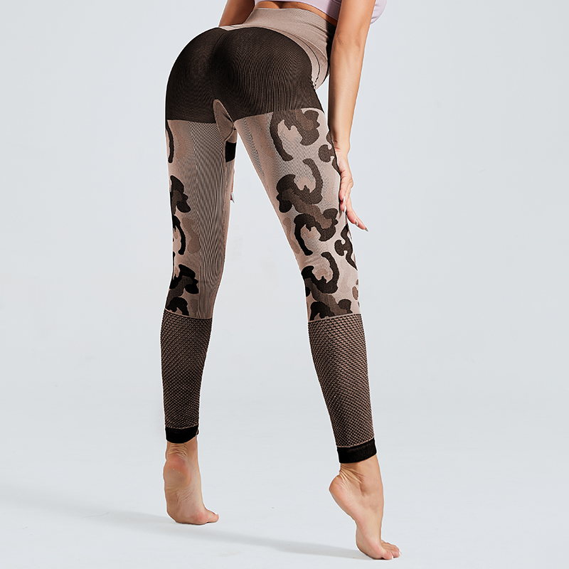 2019 Woman Fitness Leopard Grain Mesh Yoga Leggings Seanmless Or Top