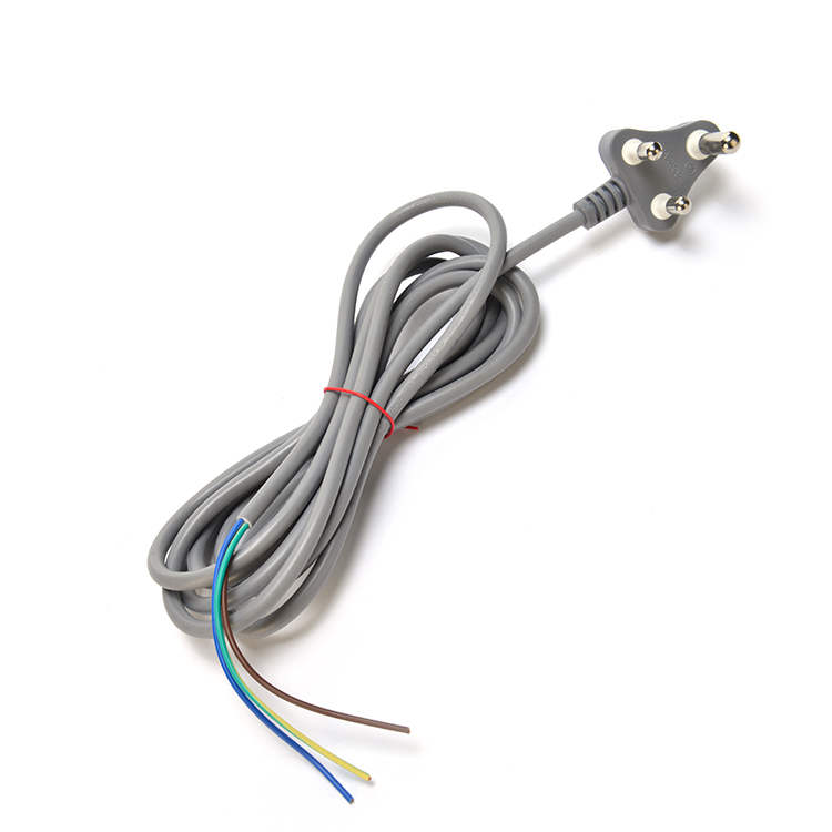 450v H05VV-F 3X0.75MM2 3 Phase Plug Power Cable for South Africa SABS Grey Oxygen Free Bared Stranded Copper