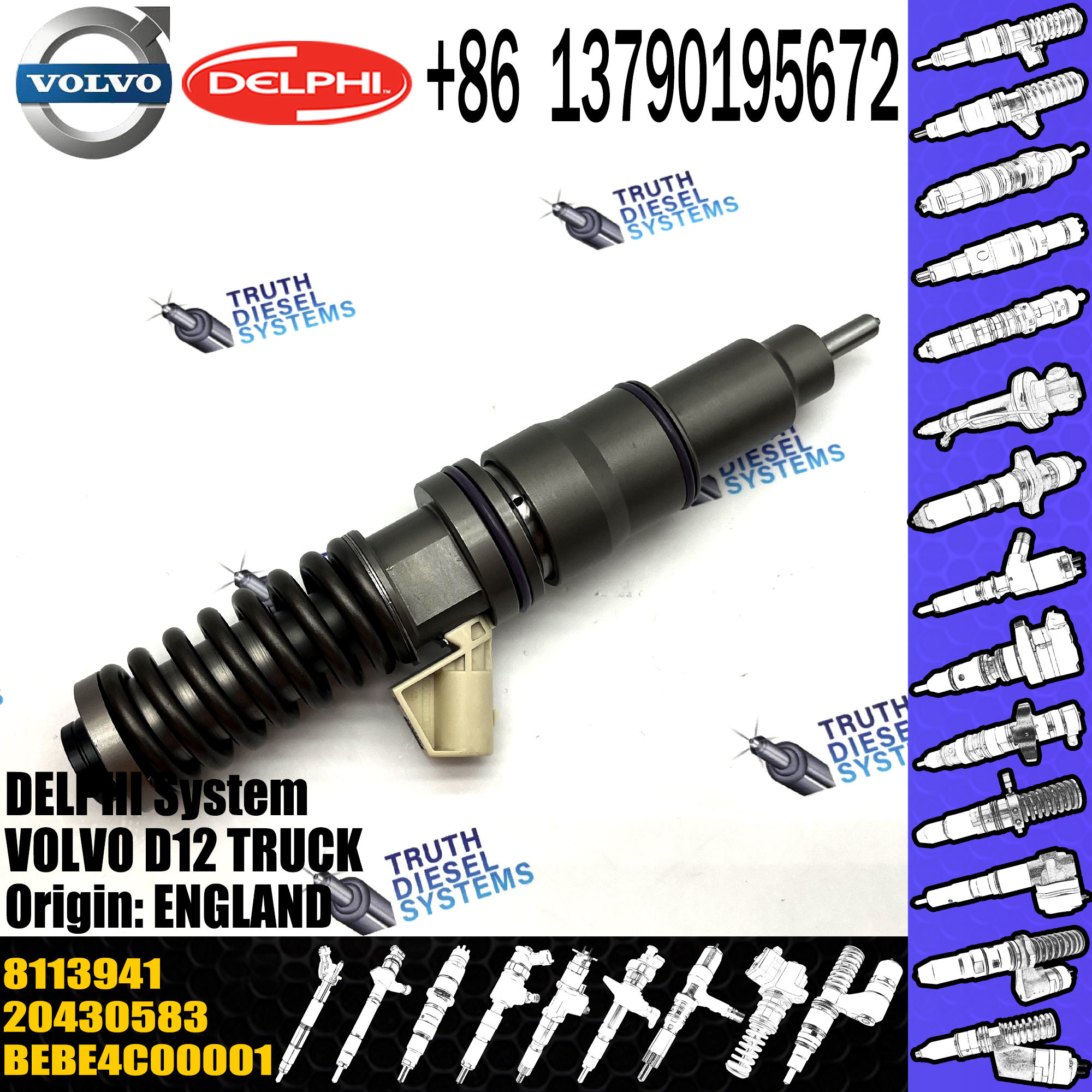 INJECTOR 20430583 8113941 FOR VOL EC460B TRUCK FH12 PENTA