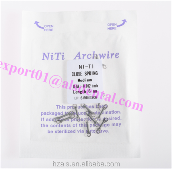 Big Eyelet Niti Close Coil Orthodontic Spring 0.010/0.012 10pcs/pk Diameter 0.010" and0.012" Length 180mm
