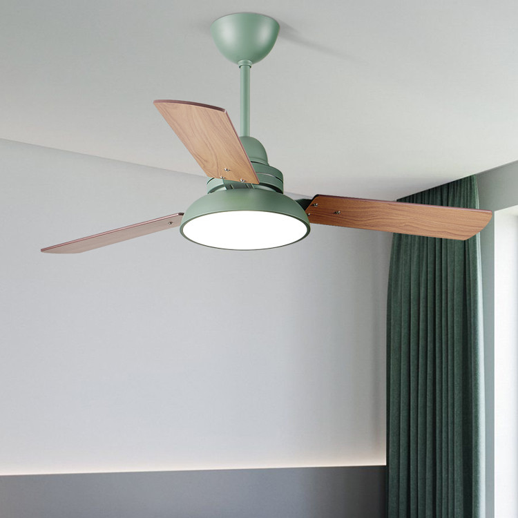 48'' Wood Blade Black White Green Grey Body Fan with Light