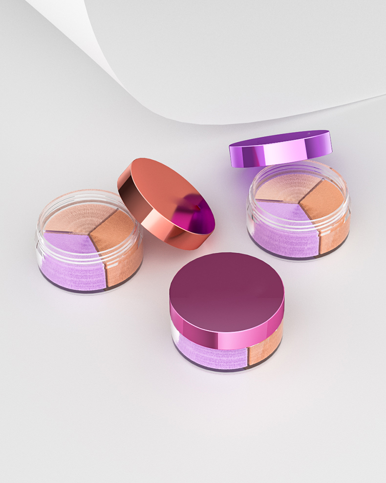 Empty Cosmetic Compact Containers Round Plastic Transparent Loose Powder Case 20g