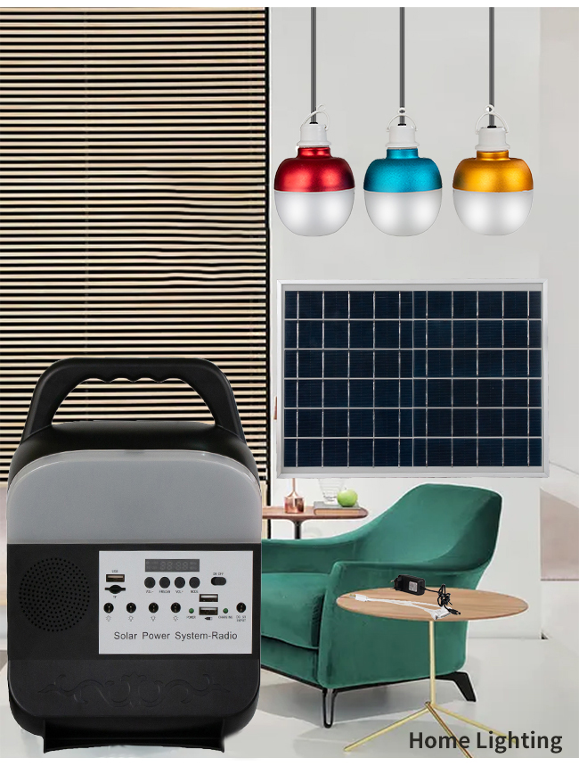 IP55 8000mah Portable Radio Solar Powered LED Lights For Inside House