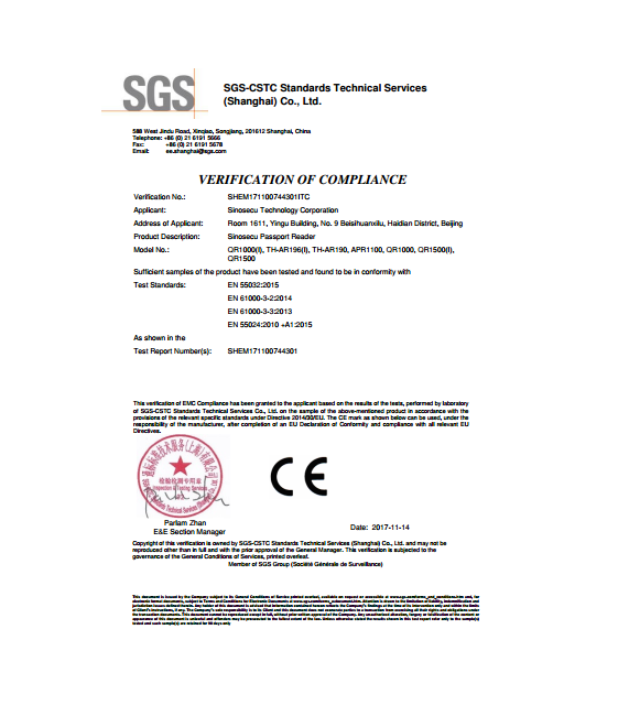 Sinosecu Passport Reader ID Cards Scanner Device OCR Technology SDK for High Standards
