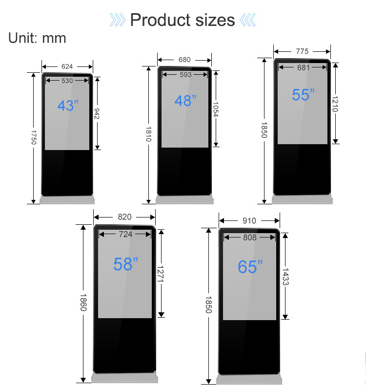 Digital Floor Standing LCD Advertising Player For Supermarket And Cinema