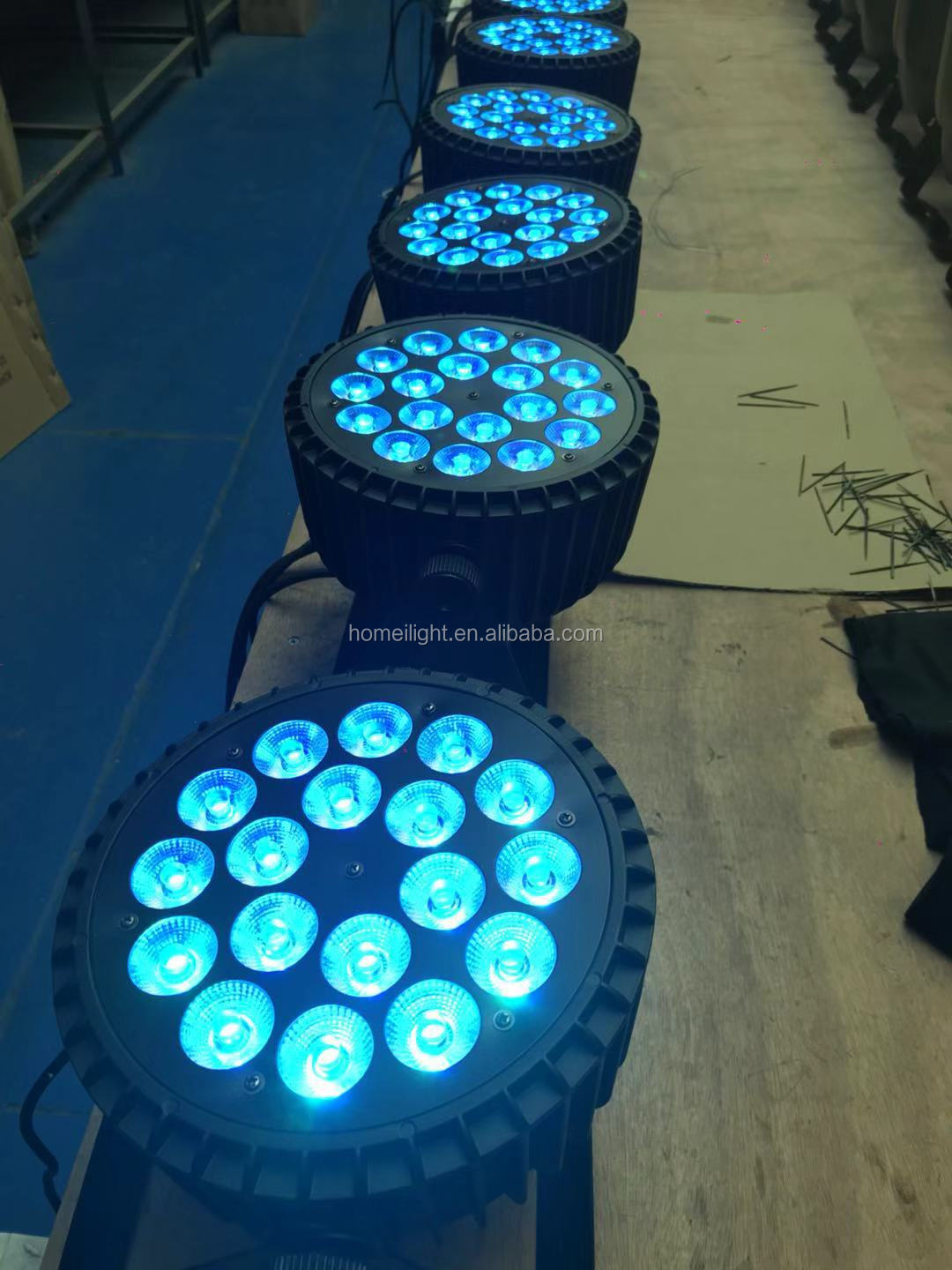 18pcs RGBWAUV 6IN1 Flat Par Lights for Silent Wedding Palace Uplight DMX512 Control Mode