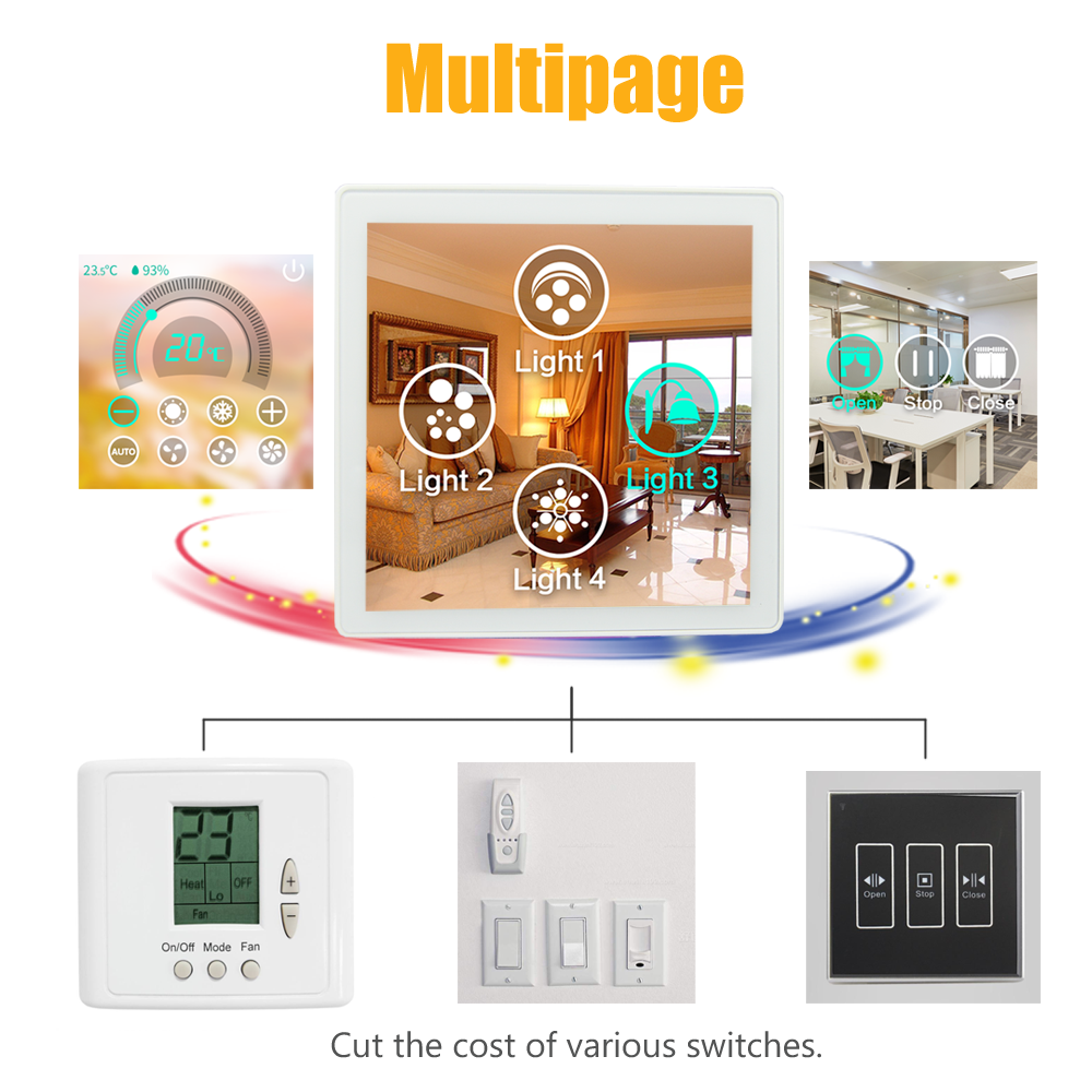 Alexa Compatible WIFI Smart Wall Light Switch 86 * 86 * 38mm WIFI And RJ45 Support