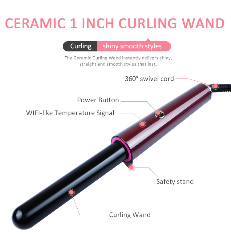 Professional Ceramic Curling Iron FCC certificated For All Kind Of Hair