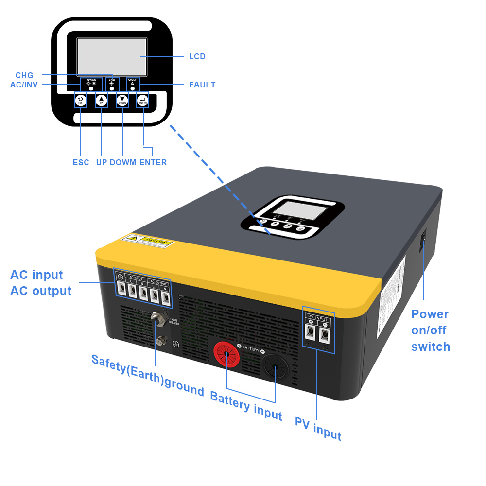 4200VA MPPT Solar Power Inverter 24V DC To 230V AC Inverter For Residential System